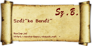 Szőke Benő névjegykártya